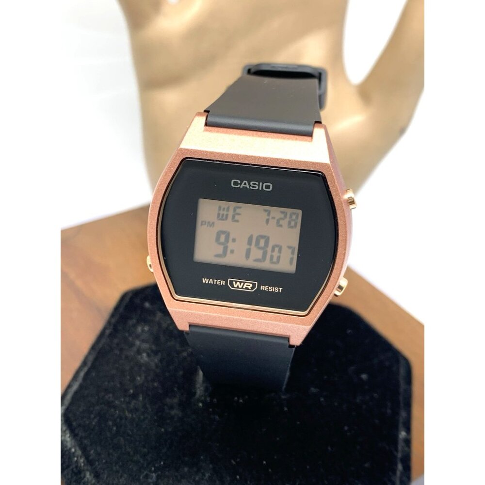Casio Women's Watch LW204 Quartz Digital Rose Gold Black Resin 3294 35mm